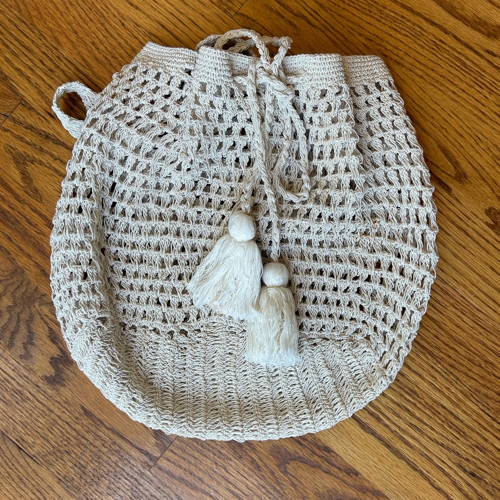Knit, Drawstring Backpack Style Bag - image 1